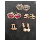 5 pair cufflinks 1 marked swank