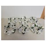 6 Vintage Swan glass centerpieces 8in plate New