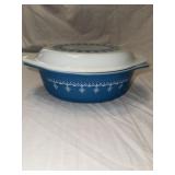 Vintage PYREX snowflake pattern casserole dish