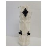 Vintage Carved Unity Candle 12in black flowers