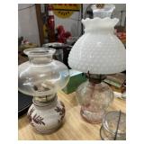 2 glass oil lamps tallest 16 inches