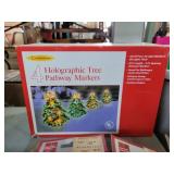 4 Christmas holographic tree pathway markers