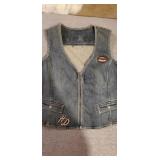 Womens medium denim harley davidson zipper vest.