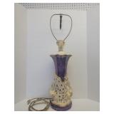 Vintage Leviton porcelain table lamp peacocks