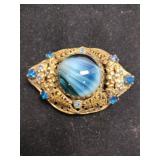 Vintage West Germany bluestone brooch unmarked