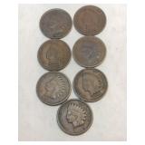7 Indian Head pennies mixed year