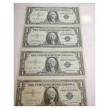 4 1957 silver certificate Blue seal