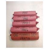 5 rolls wheat pennies 1940