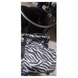 Zebra print duffle bag coffee pot and bucket