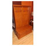 Brand new cherry colored hall tree bench with