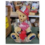 Firefighter bear bank 9in has plug