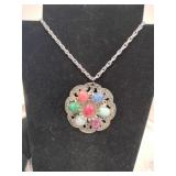 Vintage color Stone Pendant necklace