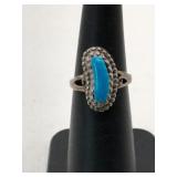 Silver turquoise Ring marked 925 size 5.