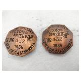 2 motor vehicle badges