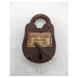 New York insane asylum padlock with key