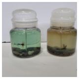 2 scented gel candles with fly fishing lures
