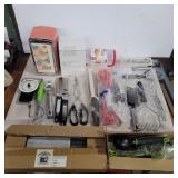 Kitchen utensils and cake pans and napkin holder