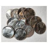 12 Kennedy half dollars mixed years