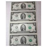 4 2017 UNC  consecutive $2 bills