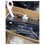 Sony DVD CD player, JVCVHS player, desk, lamps,