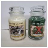 2 Yankees candles Christmas wreath and frosted