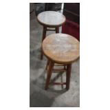 2 wooden stools