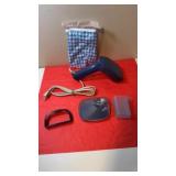 Portable steamer blue with mitten garment steamer
