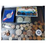 Random coins Eisenhower, Canadian pennies, wheat