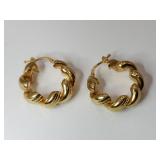 Silver gold tone twisted hoop earrings marked 925