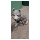 Sandcast wolf and pup figurine 8in