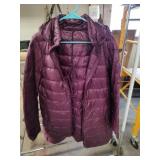 Ladies purple cold-weather quilted coat with