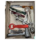 Advertising cork screws, bottle openers, barware