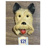 Vintage terrier chalkware / plaster wall plaque 3