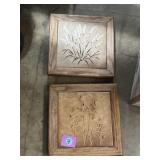 Vintage Italian ceramic tile trivets with oak