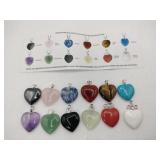 Gemstones 12 heart pendant set
