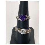 2 Brighton Meridian silvertone rings