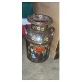 Hand painted decorative metal milk jug