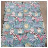 Throw with houses,roosters,sun's and more