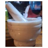 Brand new natural marble mortar and pestle