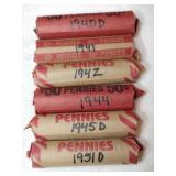6 rolls wheat pennies mixed years