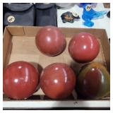 5 Old cermanic balls maybe decorative or floats