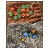 Variety of marbles w/ pouch