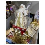 Tote full of Christmas decorations Including