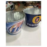 Two galvanized ice buckets Miller lite and