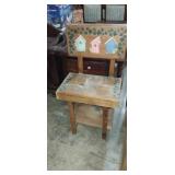 Wooden hand painted decorative plant stand /bench