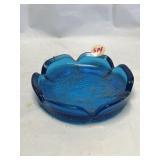 6' blue glass lotus-shaped ashtray