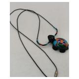 Zuni multi-color turtle pendant necklace