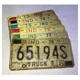 6 Indiana truck license plates with consecutive