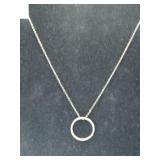 Silver chain circle pendant marked 925    .175 oz