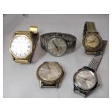 5 men's vintage watches Timex westclox